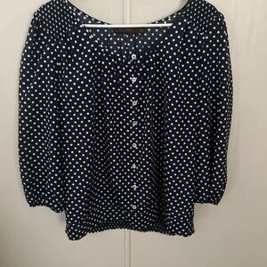Navy Polka Dot Women's Top
